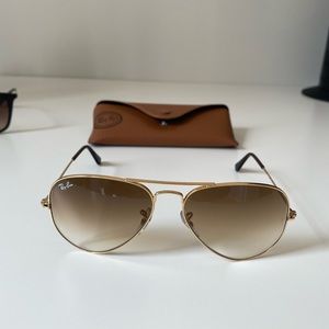 Ray-Ban Original Aviator, Brown Tinted Lense with Gold Frame